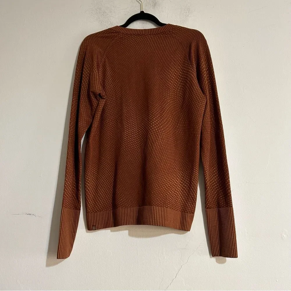 Lululemon Rest Less Pullover Top Grid Warp Date Brown / Desert Sun Size 12